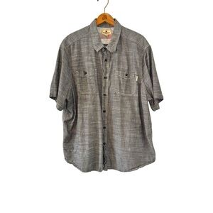 Woolrich Short Sleeve Heathered Gray Button Down Shirt Size XXL 100% Cotton